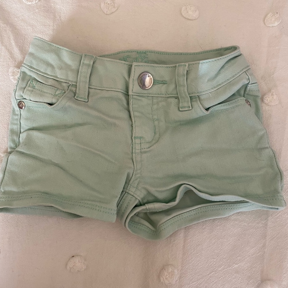 Mint green justice jean shorts!!